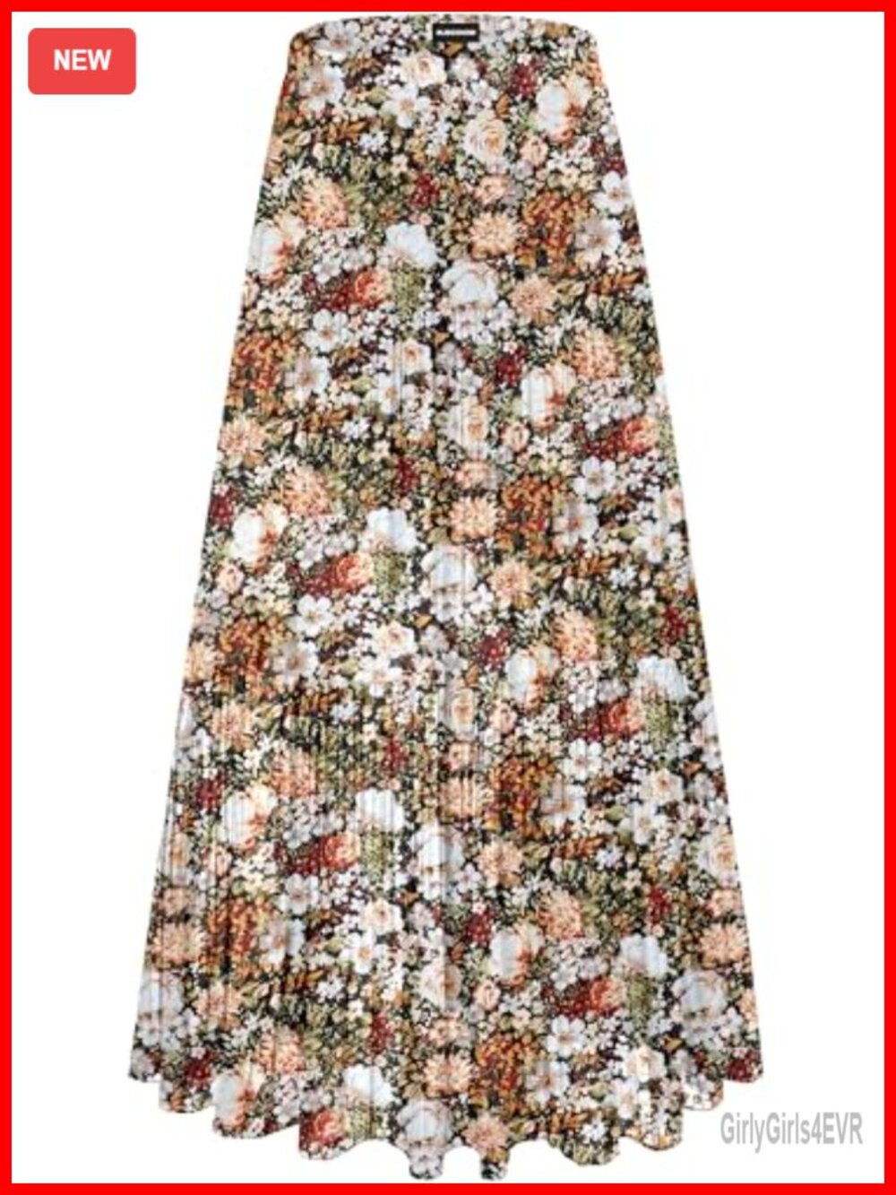 Chiffon Floral Maxi Skirt High Waist Pleated A-Line Boho Flowy Long Skirt